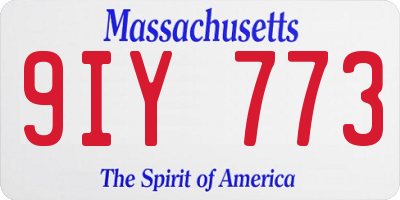 MA license plate 9IY773