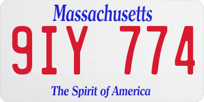 MA license plate 9IY774