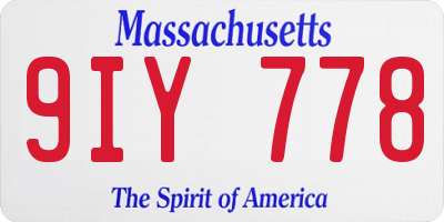 MA license plate 9IY778