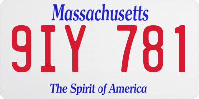 MA license plate 9IY781