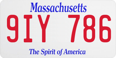 MA license plate 9IY786