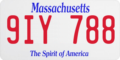 MA license plate 9IY788