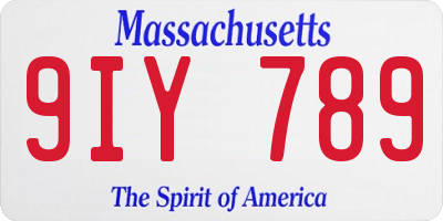 MA license plate 9IY789