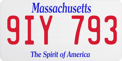 MA license plate 9IY793