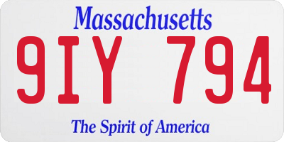 MA license plate 9IY794