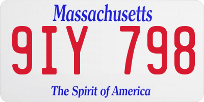 MA license plate 9IY798