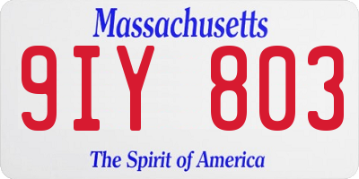 MA license plate 9IY803