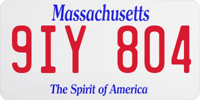 MA license plate 9IY804