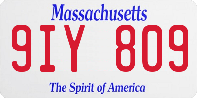 MA license plate 9IY809