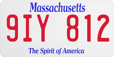 MA license plate 9IY812