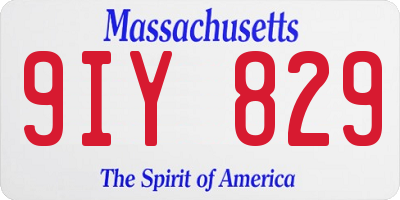 MA license plate 9IY829