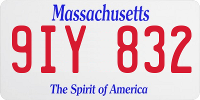 MA license plate 9IY832