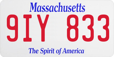 MA license plate 9IY833