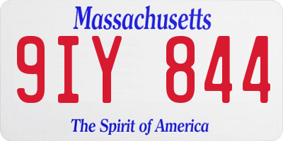 MA license plate 9IY844