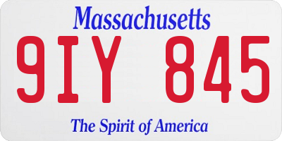MA license plate 9IY845