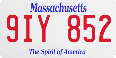 MA license plate 9IY852