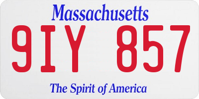 MA license plate 9IY857