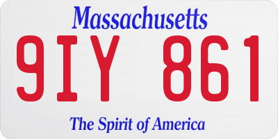 MA license plate 9IY861