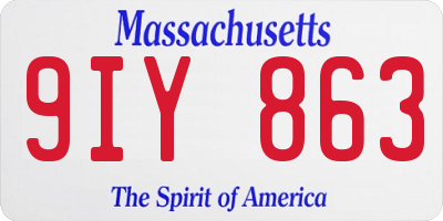 MA license plate 9IY863