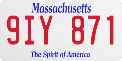 MA license plate 9IY871