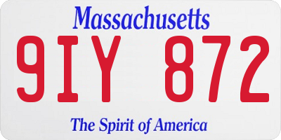 MA license plate 9IY872