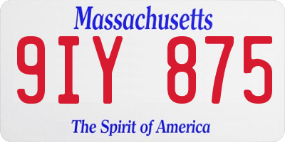 MA license plate 9IY875
