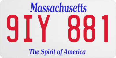 MA license plate 9IY881