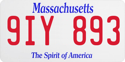 MA license plate 9IY893