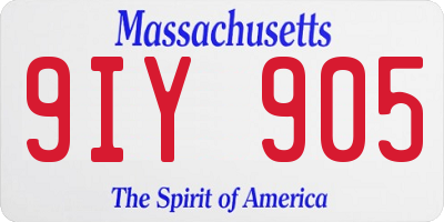 MA license plate 9IY905
