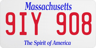 MA license plate 9IY908