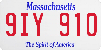 MA license plate 9IY910
