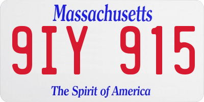MA license plate 9IY915