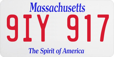 MA license plate 9IY917