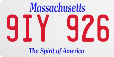 MA license plate 9IY926