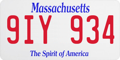 MA license plate 9IY934