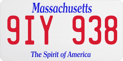 MA license plate 9IY938