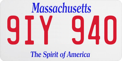 MA license plate 9IY940