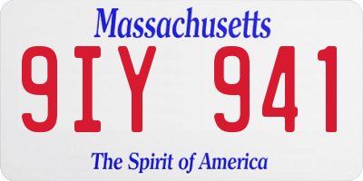 MA license plate 9IY941
