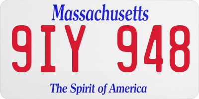 MA license plate 9IY948