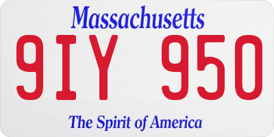 MA license plate 9IY950
