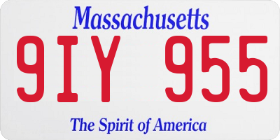 MA license plate 9IY955