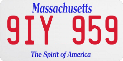 MA license plate 9IY959
