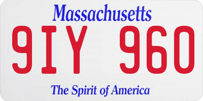 MA license plate 9IY960