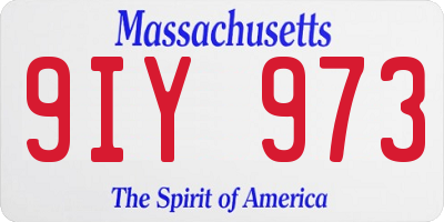 MA license plate 9IY973