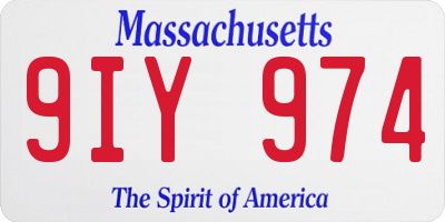 MA license plate 9IY974