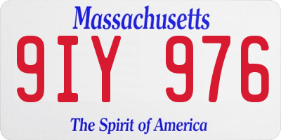 MA license plate 9IY976