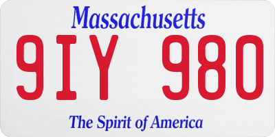 MA license plate 9IY980