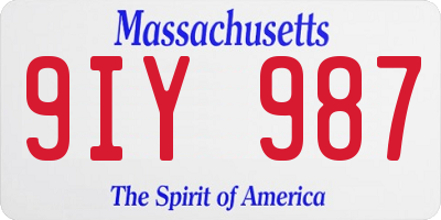 MA license plate 9IY987