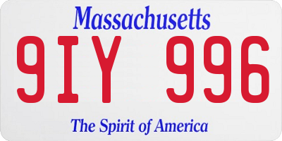 MA license plate 9IY996