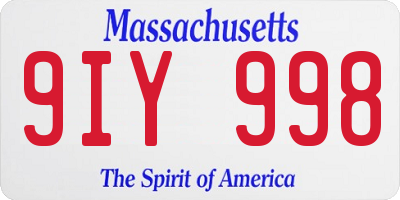MA license plate 9IY998